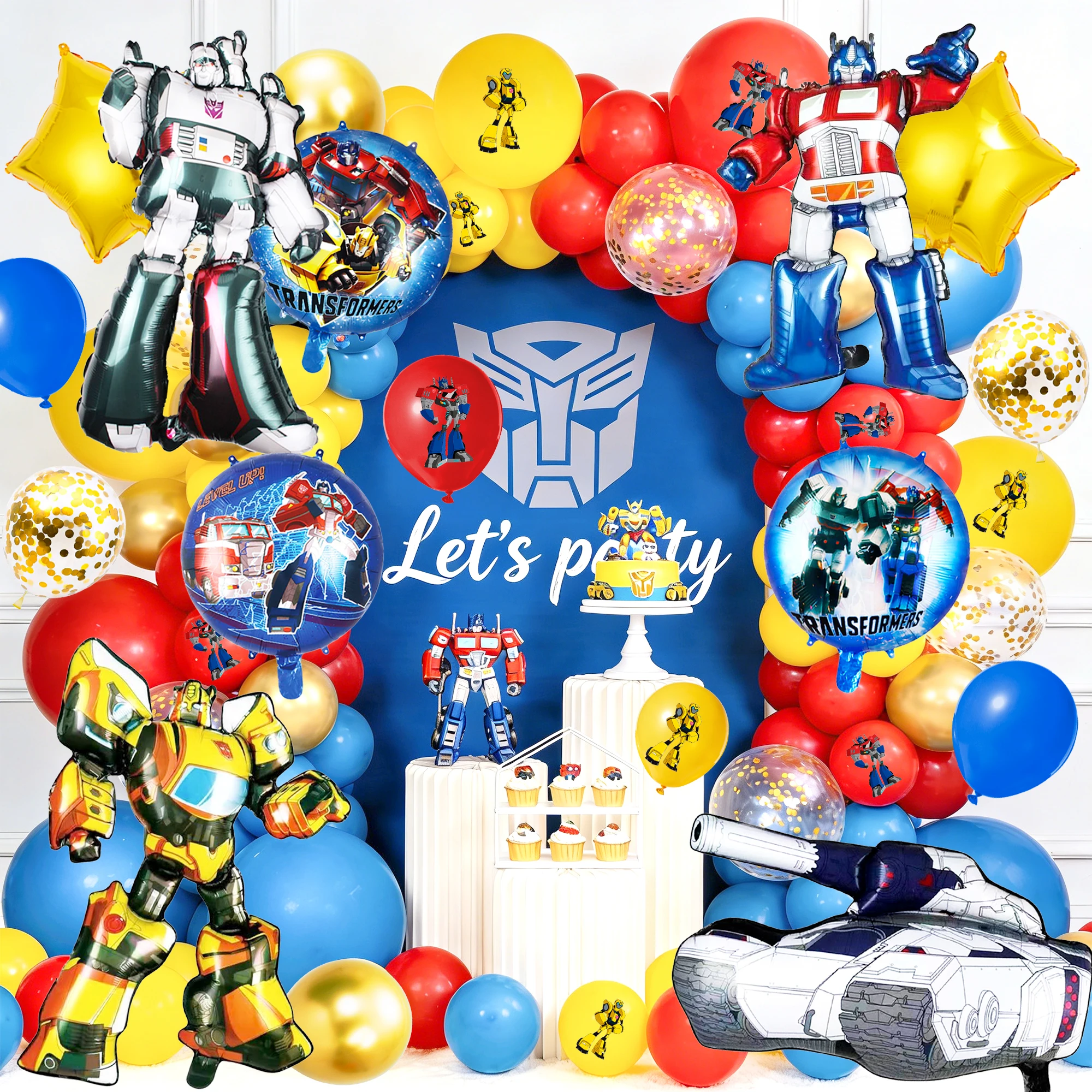 82 Piezas de Decoración para Fiesta de Transformers - Globos de Látex de Transformers, Globos de Aluminio con Forma de Estrella para Suministros de Fiesta de Cumpleaños de Transformers