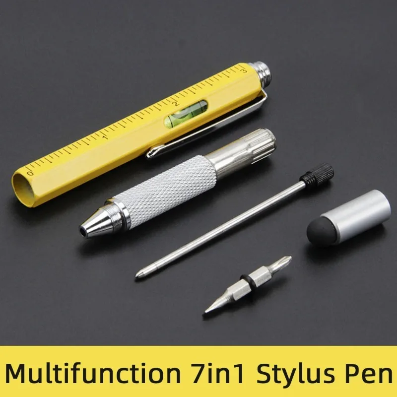 All in One Precision Tool Pen Touch Screen Stylus Includes Screwdriver Level Ruler for DIY Repair Tech Work and Writing