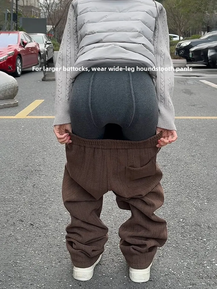 

Мужские брюки из вельвета цвета хаки, прямого кроя, осенне-зимние, с расклешенными штанинами, эффектом коррекции фигуры, повседневные, со средней посадкой, на резинке