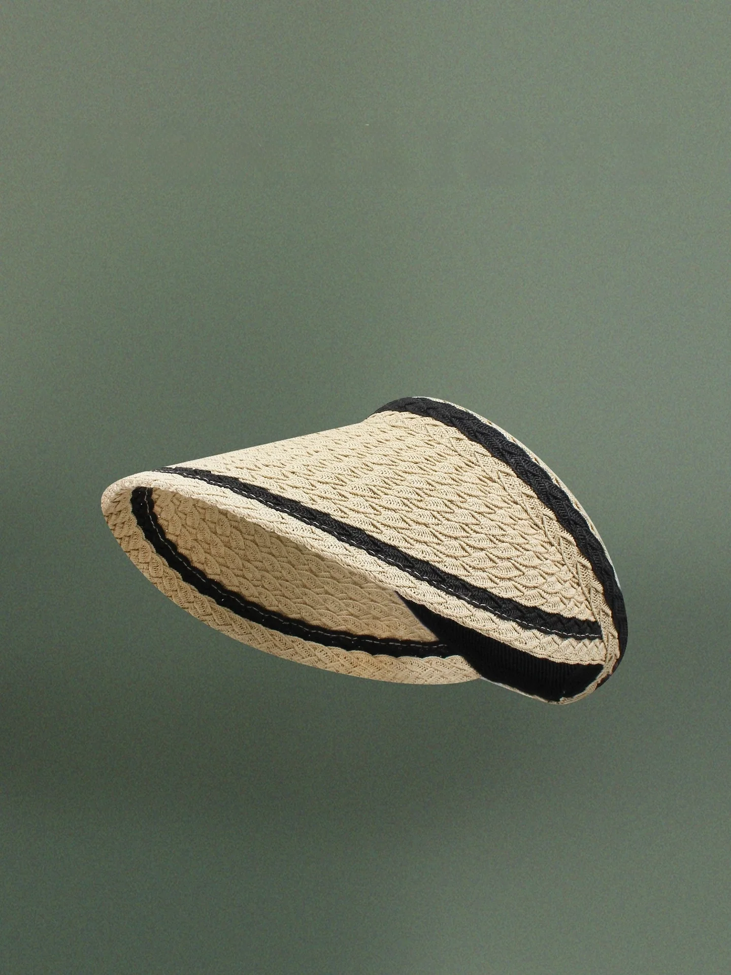 montaigne-korean-style-straw-sun-hat-women's-summer-face-slimming-beach-sun-protection-hat-breathable-empty-top-woven-cap