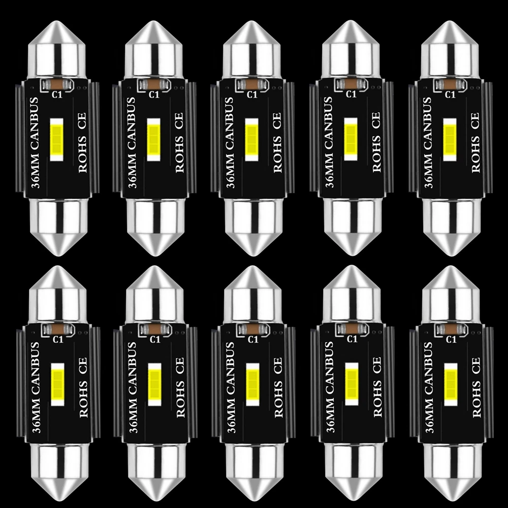 10PCS Festoon 31mm 36mm 39mm 41mm  C5W C10W Super Bright CSP 1860 LED Bulbs Car Dome Light Canbus Auto Interior Reading Lamp 12V