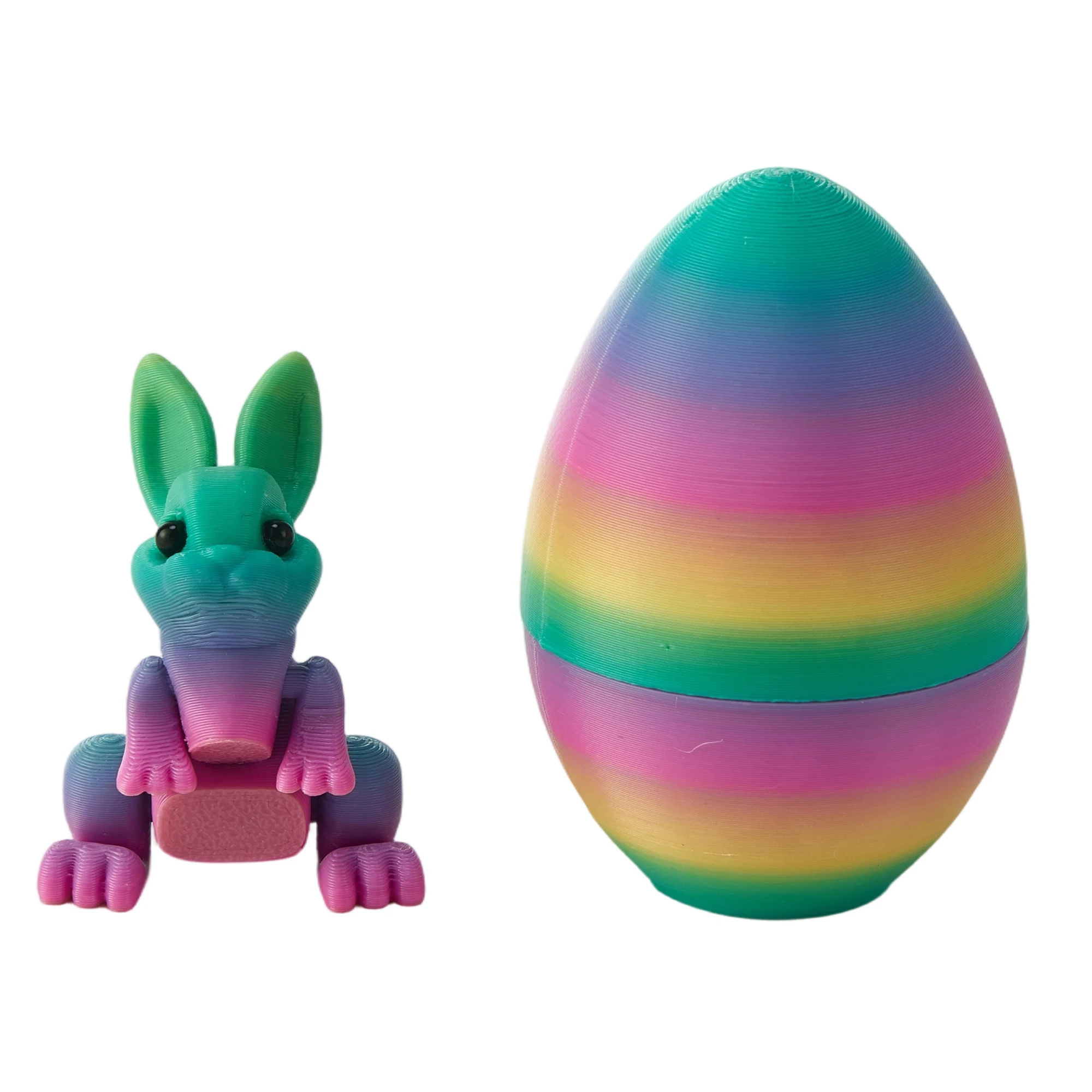 

Colorful Easter Eggs with Bunny Figurines 3D Printed Decorative Ornaments Set for Easter Basket Fillers and Gifts