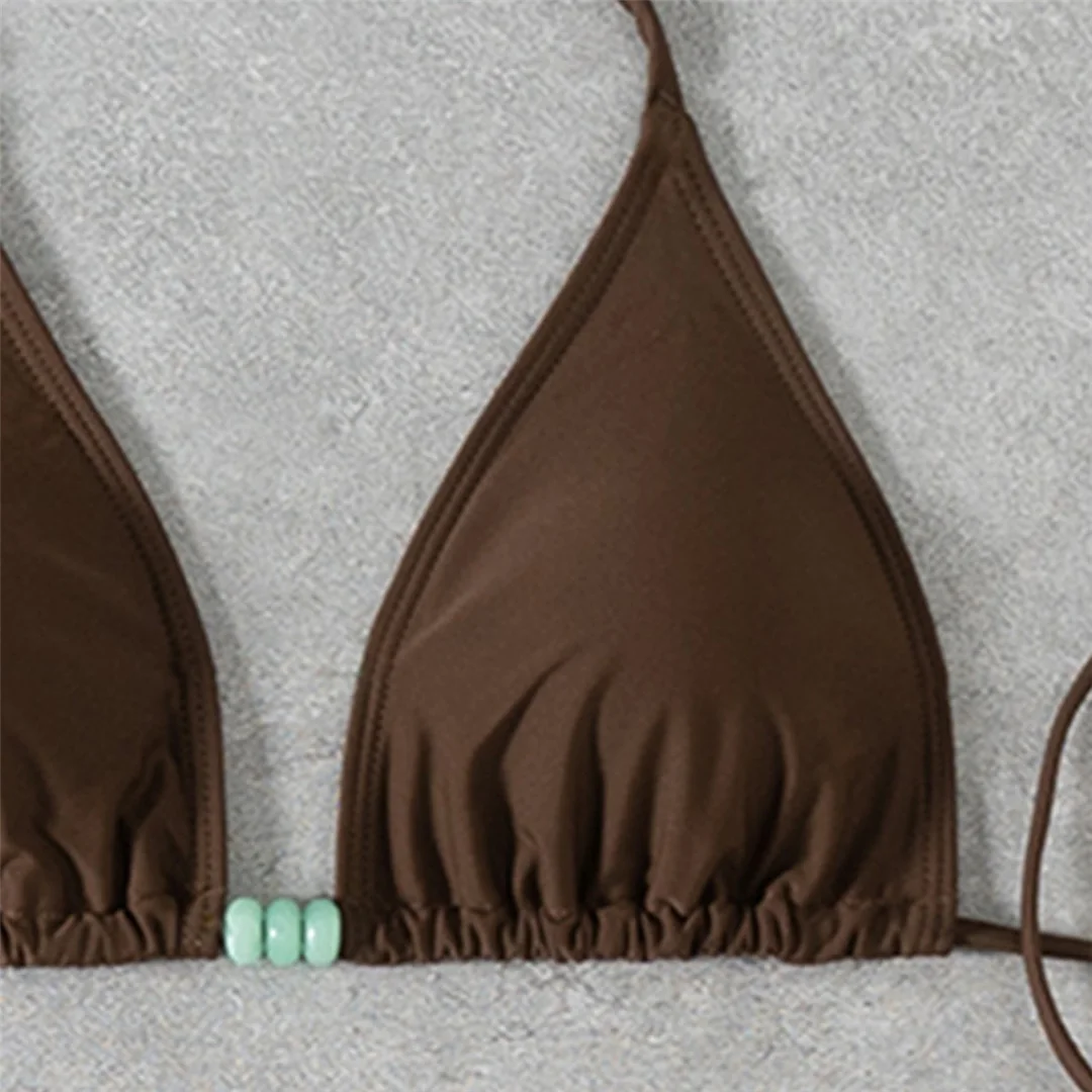 XS - L Neckholder-Bikini mit hohem Beinausschnitt und Riemchen, Damen-Badeanzug, zweiteiliges Bikini-Set, Badebekleidung, Badeanzug, Schwimmbekleidung V7004 – Detail 12