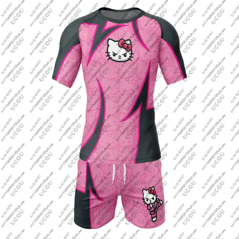 2026 الرجال الفتيان الاطفال الفتيات المحملة الأعلى بنطال رياضي تي شيرت السراويل رياضة BJJ MMA السراويل مرحبا كيتي جيو جيتسو القتال طفح الحرس الملاكمة