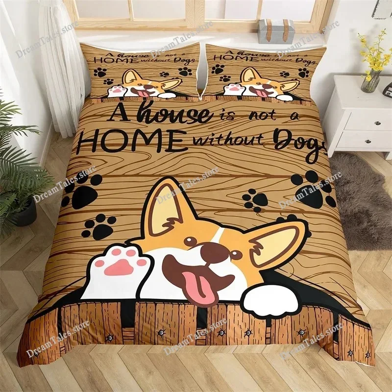 Cat Paw Duvet Cover Cartoon Animal Bedding Set Single Twin King for Girl Teen Microfiber Lovely Kitten Puppy Pet Comforter Cover