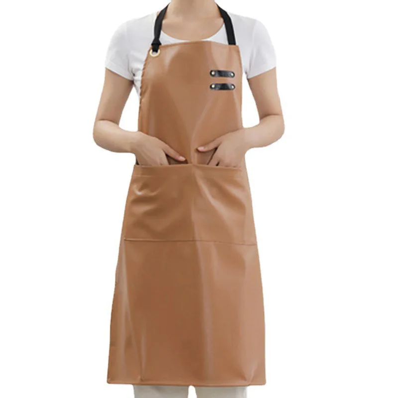 Waterproof and Oil-Proof Restaurant Coffee Shop Apron Nordic Style Men and Women Work Service Household PU Leather 1