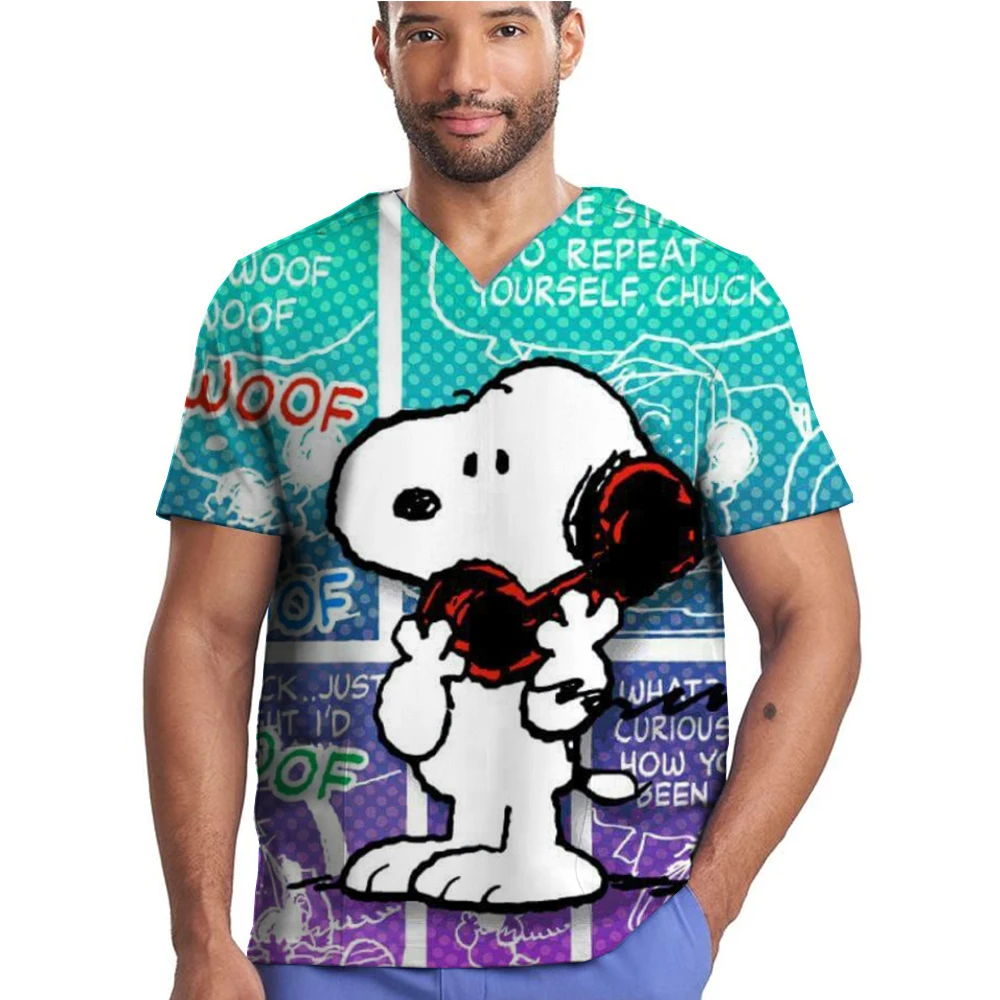 Snoopy print Operating Room Medical Uniform Scrubs Hospital Working Scrubs Set Medical Supplies Nurse Dental Surgery Suit Workwe