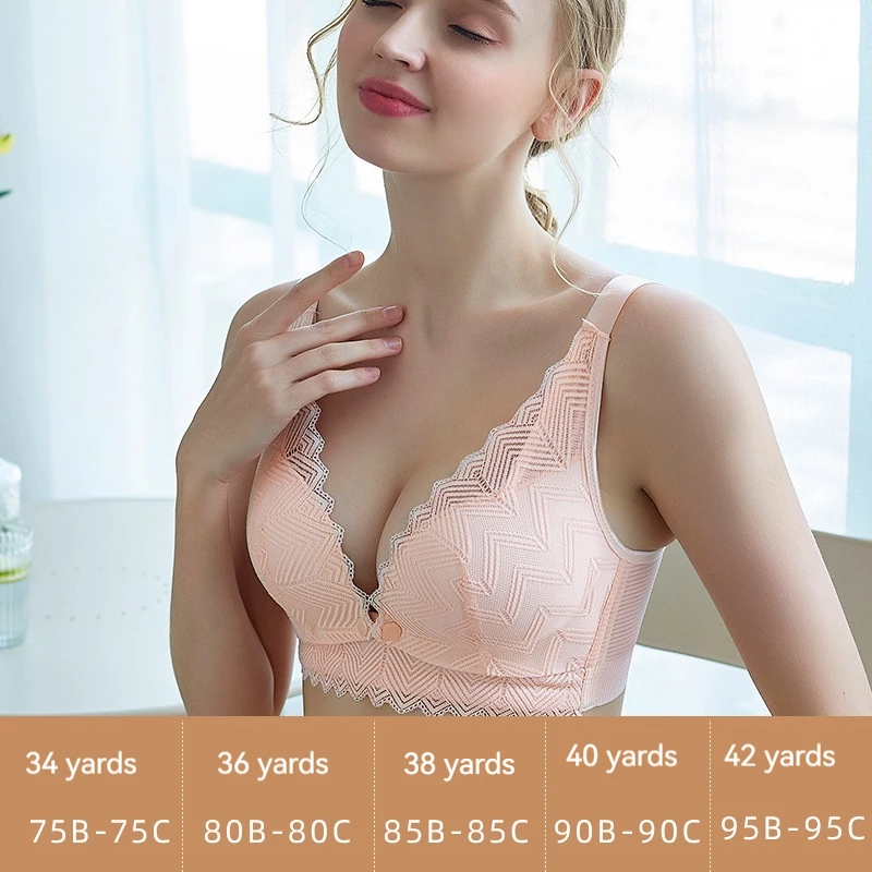 حمالة صدر نسائية غير فولاذية مجمعة بزر أمامي مفتوح حمالة صدر للرضاعة مع دانتيل للرضاعة الطبيعية للحوامل Thinand حمالة صدر مضادة للترهل #4