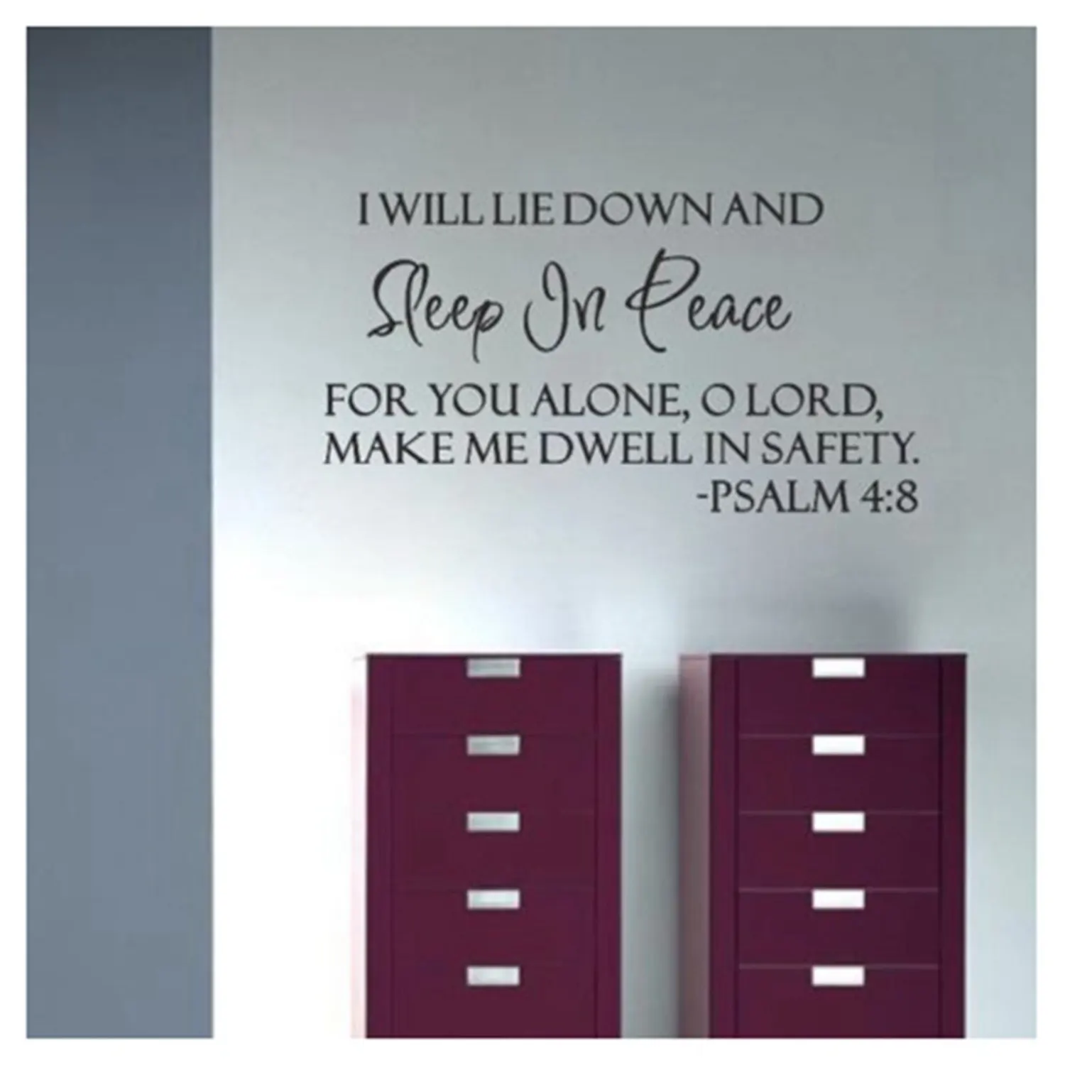 New Sleep In Peace Psalm 4:8 Bible Verse Lettering Wall Decal Decor Quote Inspire