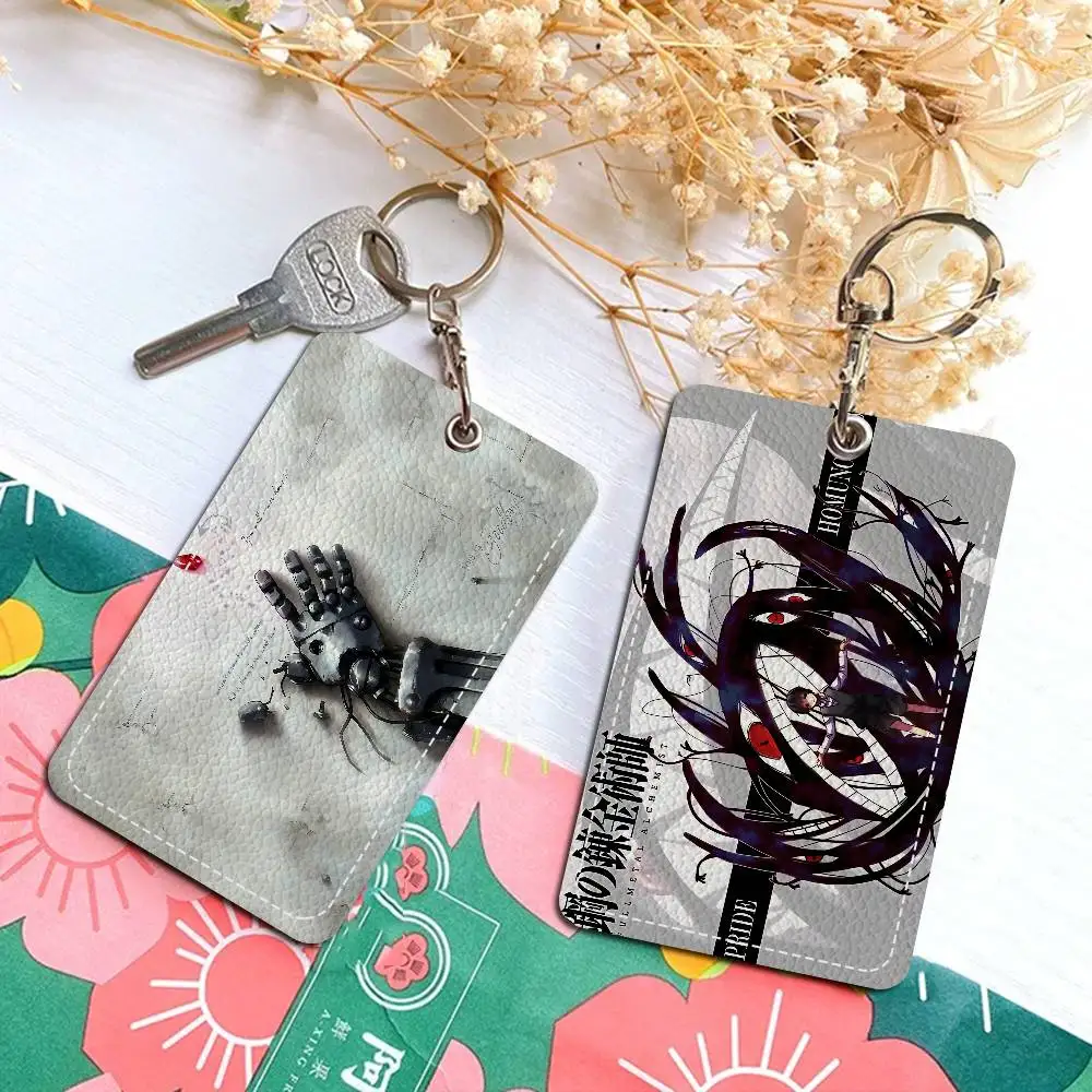 Fullmetal Alchemist Brotherhood Card Holders Student ID Card Protective Cover Cases Student Campus Access Cards Key Chain