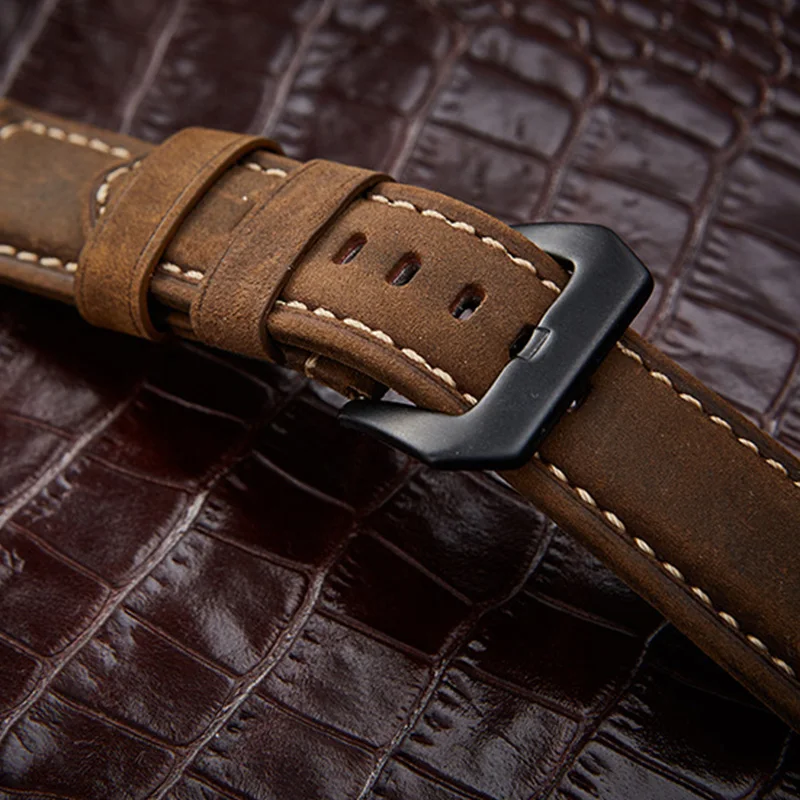 Genuine Leather Watch Band Crazy Horse Cowhide Men's Bracelet for Panerai Watch Strap 20 22 24 26mm Bracelet