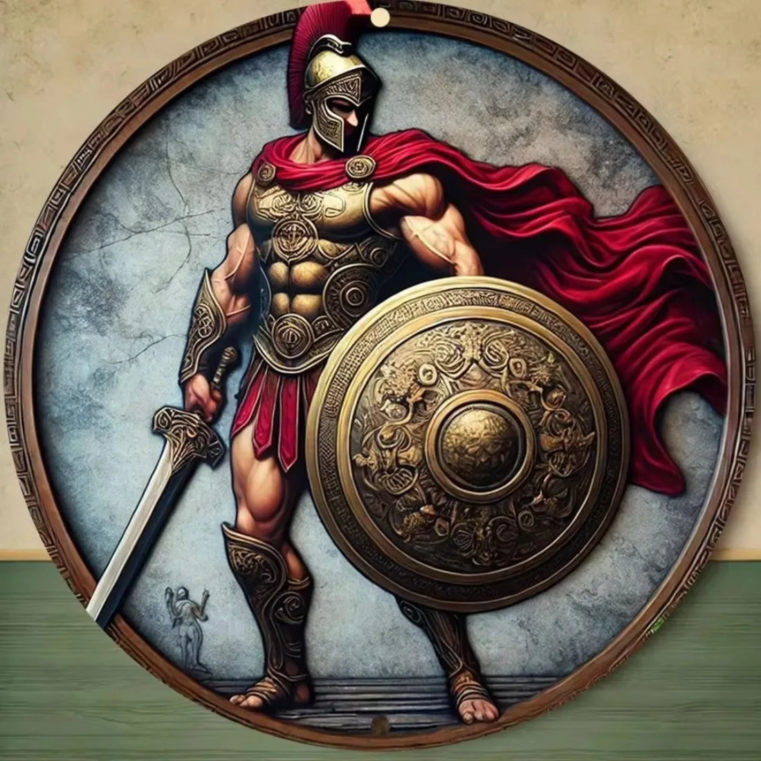 CIFBUY 1pc Cool Medieval Knight Logo Round Metal Tin Sign 20x20cm, Rustic Wall Decor for Home Bar Man Cave