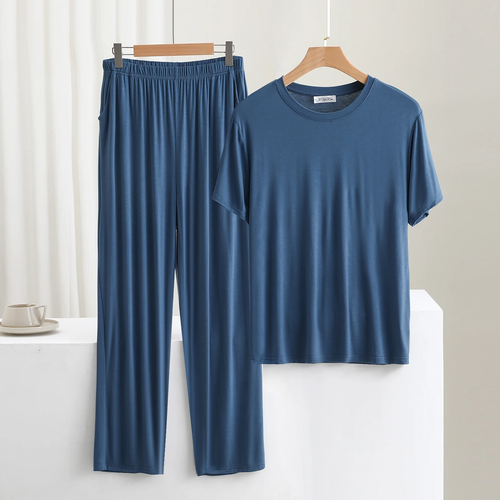 3XL-6XL Plus Size Men Pajamas Set Modal Short Sleeve Spring Summer Home Clothing New Lounge Sleepwear Pyjamas Male Nightwear