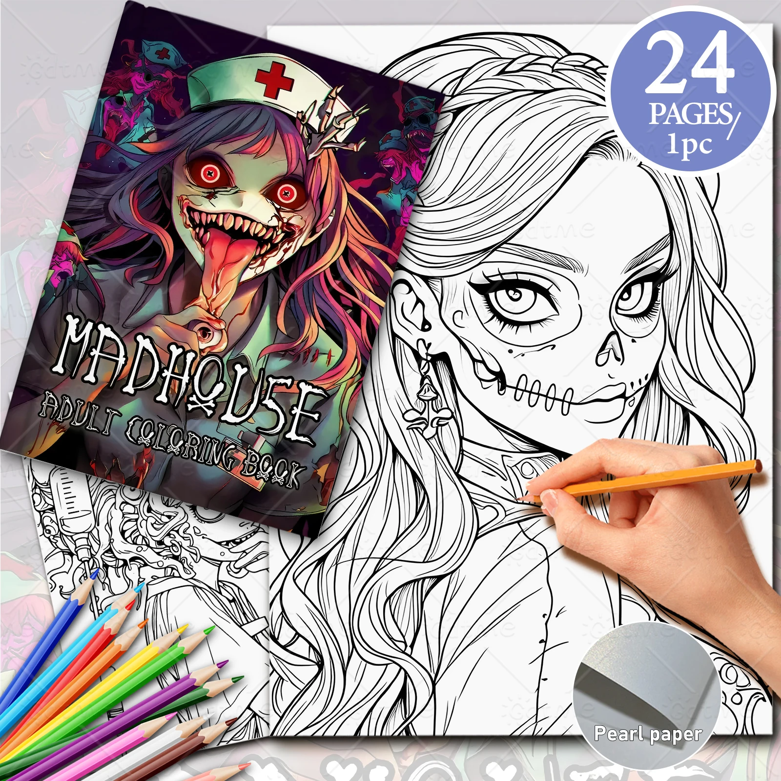 Horror Atmosphere: Picture Book For Adults And Teens. A4 Size Stress Reduction Relaxation Coloring Book Horror Beauties