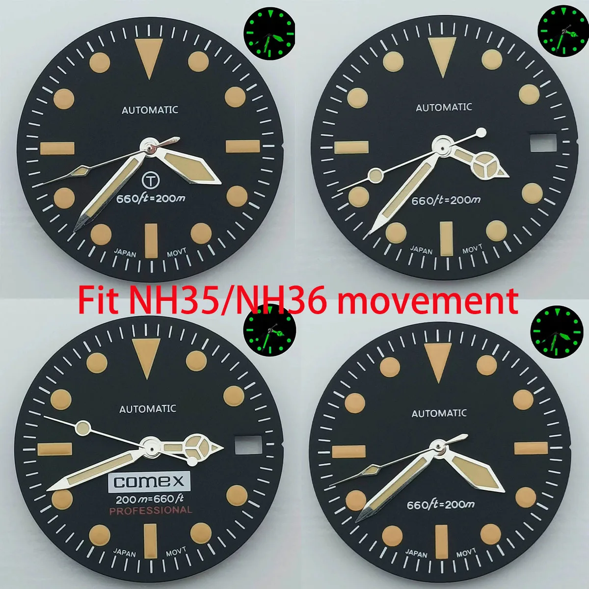 28.5mm NH35 dial  retro dial green luminated dial suitable for nh35/36 movement watch accessories