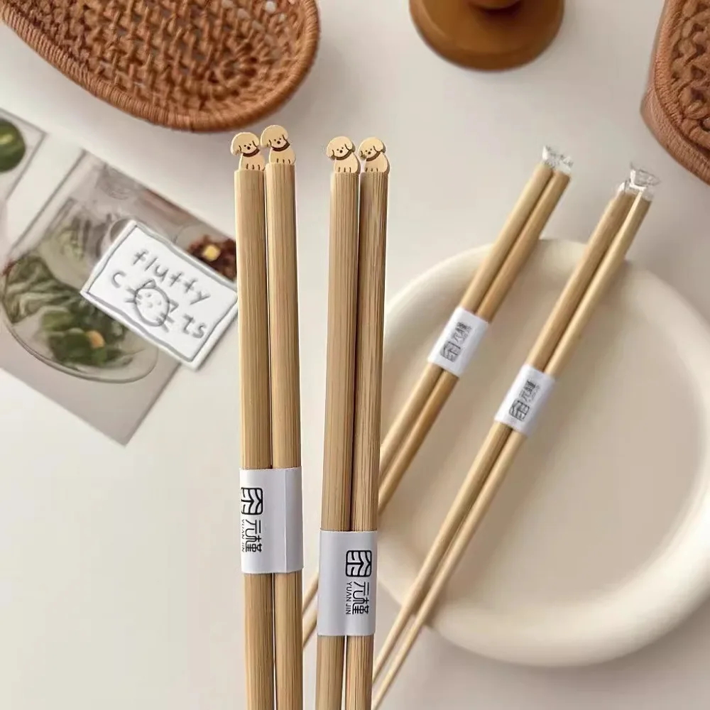 Cartoon Dog Cat Long Chopstick Wooden Long Noodle Chopsticks Animal Anti-slip Hot Pot Use Chopsticks Household