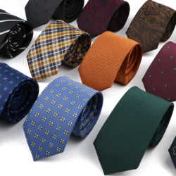 New Style Fashion Jacquard Paisley Striped Necktie For Men 7cm Dark Blue Black Formal Business Party Skinny Slim Cravat Tie Gift