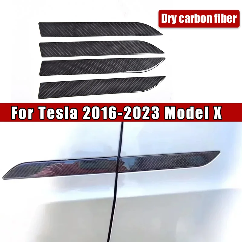 

For Tesla Model X 2016-2023 Dry Carbon Fiber Door Handle Cover Trim Protector 100% Brand New & High Quality Door Handle