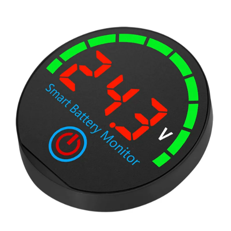 DC7-55V Circular LED Indicator Light, Voltage and Power Indicator, Acid Lithium Electricity Consumption Battery Power Display BO