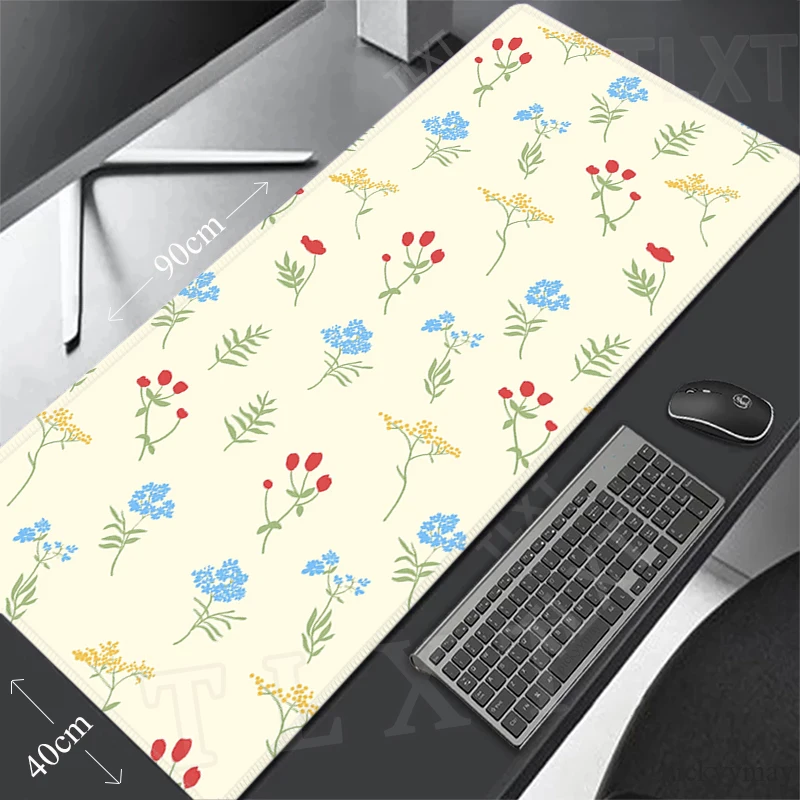 Flower Pattern Locking Edge Mouse Mats Large Natural Rubber Mouse Pad Mousepads Gamer Mousepad Laptop Desk Pads 900x400mm