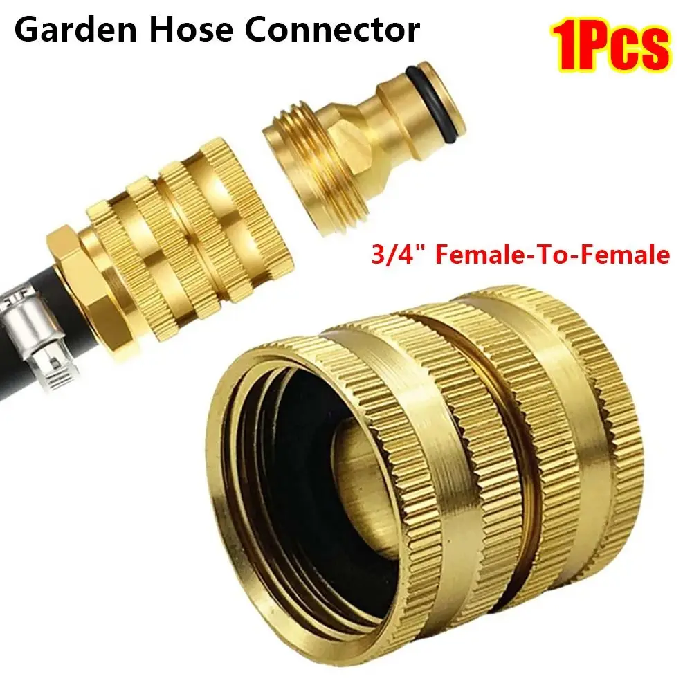

1Pcs 3/4" Female-To-Female Garden Hose Connector Two-Way Female Thread Hose Adapter Aluminium Alloy Quick Connector