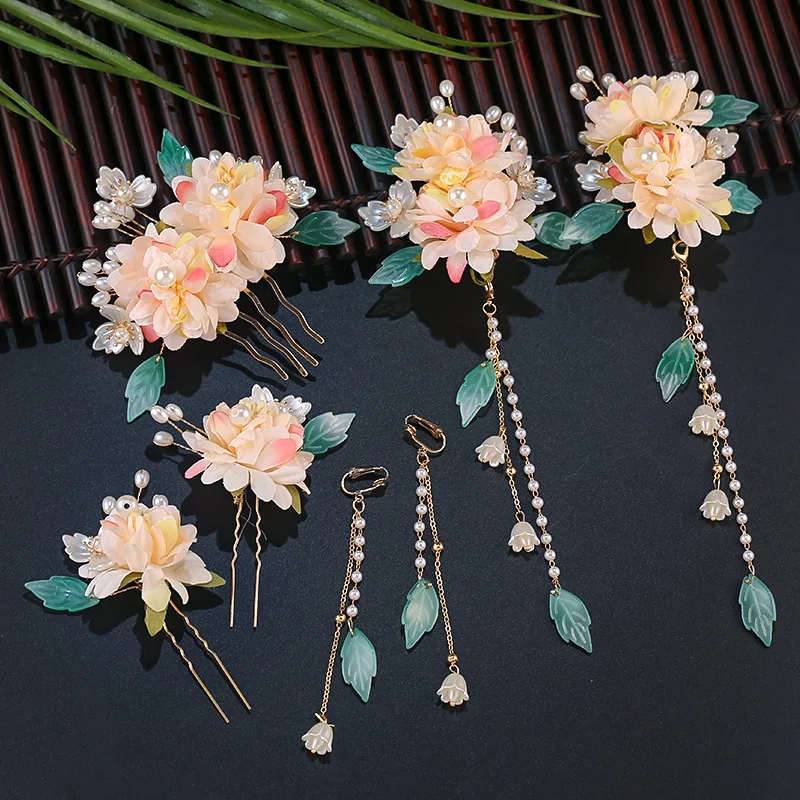 

Long Tassel Pearl Hair Stick Hairpins Chinese Hanfu Hair Accessories Flower Fringe Tiaras Vintage Hair Clip Wedding Hair Jewelry