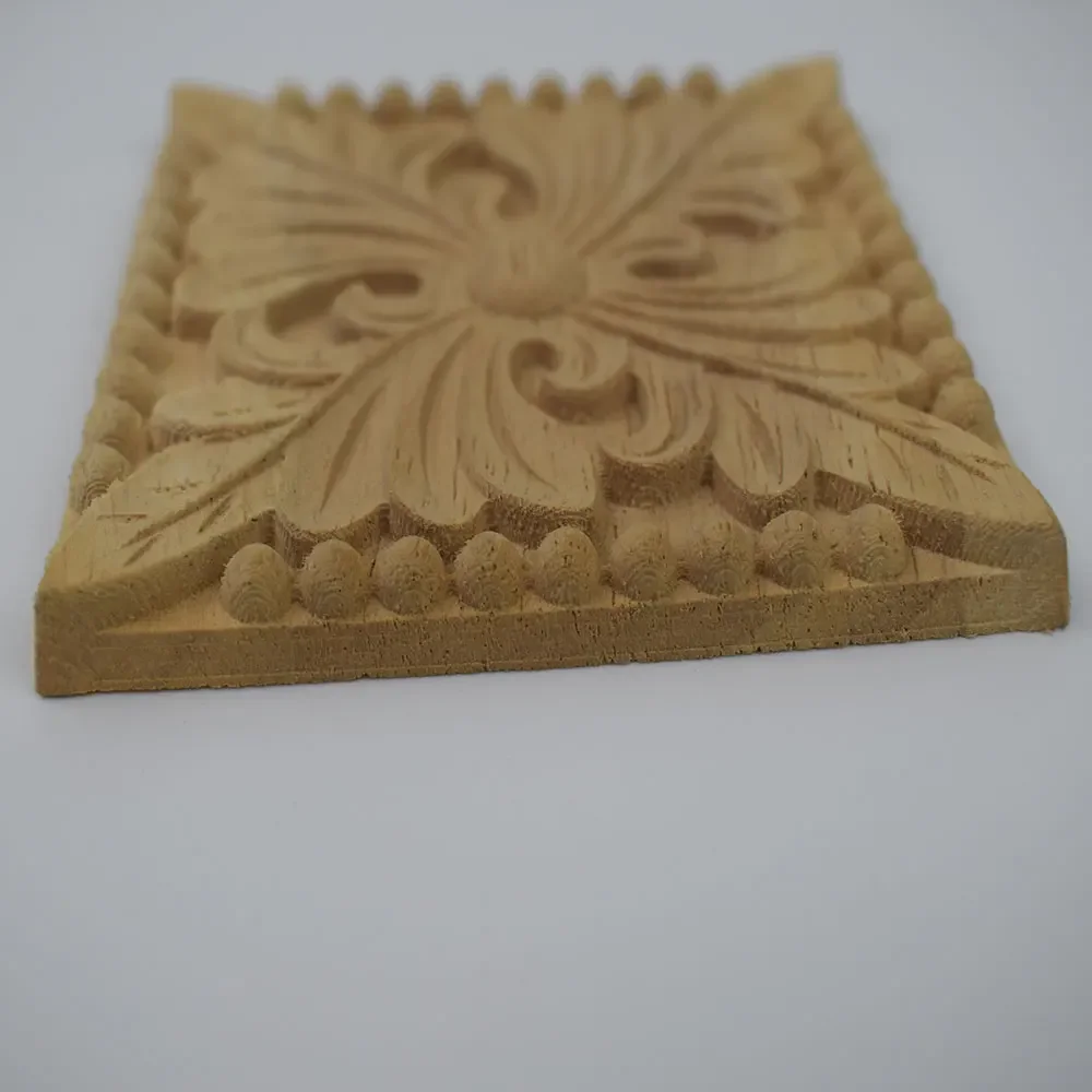 Wood Carving European Solid Floral Pattern Patch Furniture Door Flower Statues Background Wall Cupboard Decoration 8/10/20/30cm