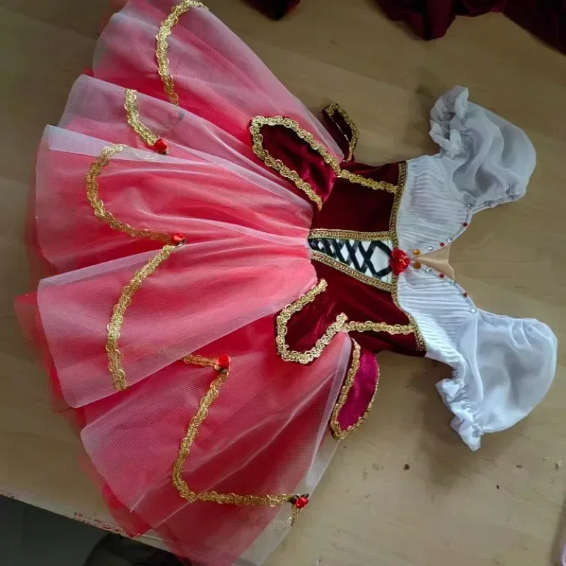 Performance Dance Cherry Radish Competition Professional Long Dress Red Giselle Ballet Variation Costume Children's Ballet Dress