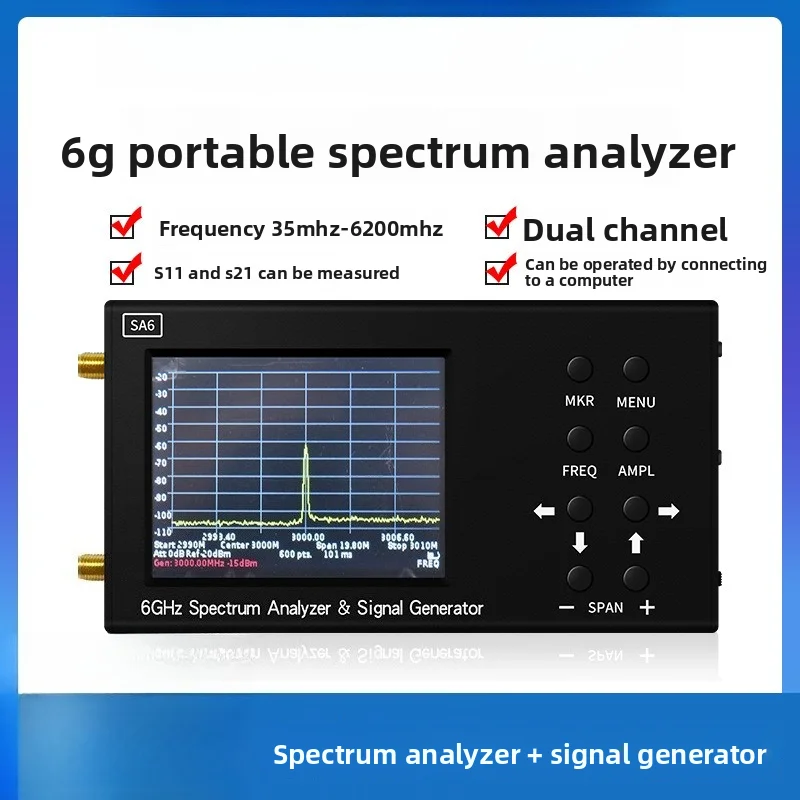 SA6 35-6200MHz Handheld Spectrum Analyzer with Signal Generator–3.2