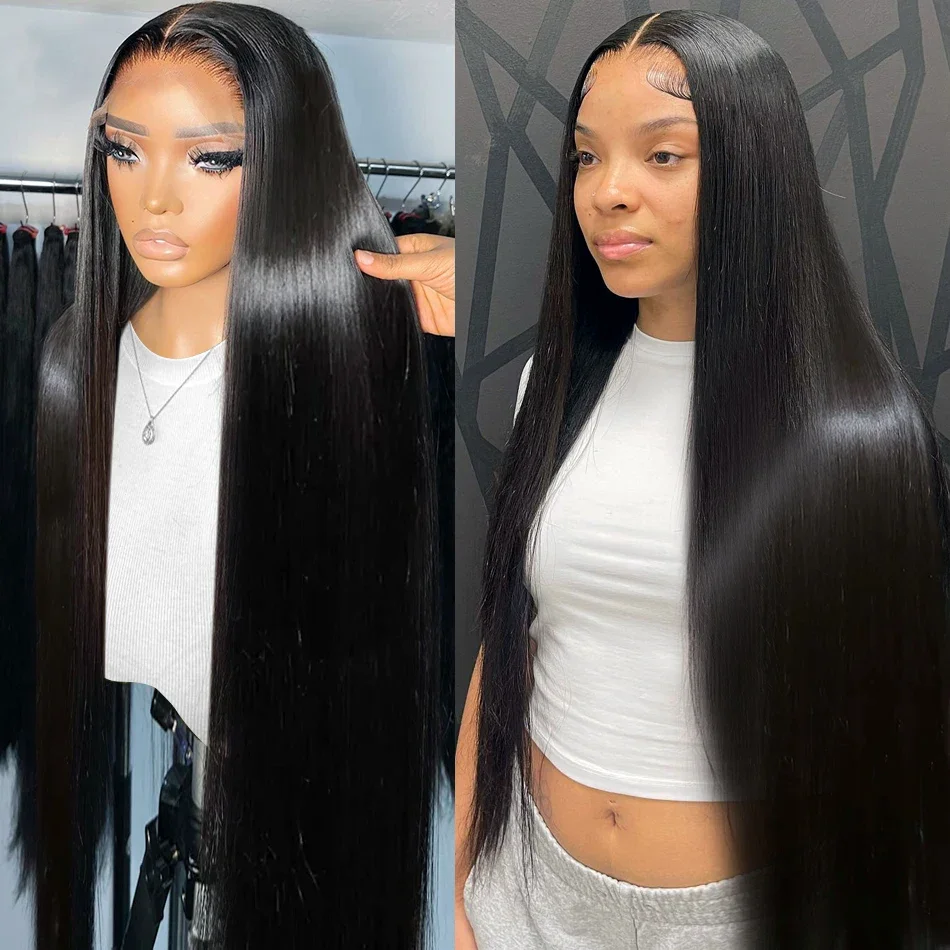 

13x4 Straight HD Transparent Lace Front Wigs for Women Human Hair Pre Plucked With Baby Hair 180 Density Glueless Natural Color