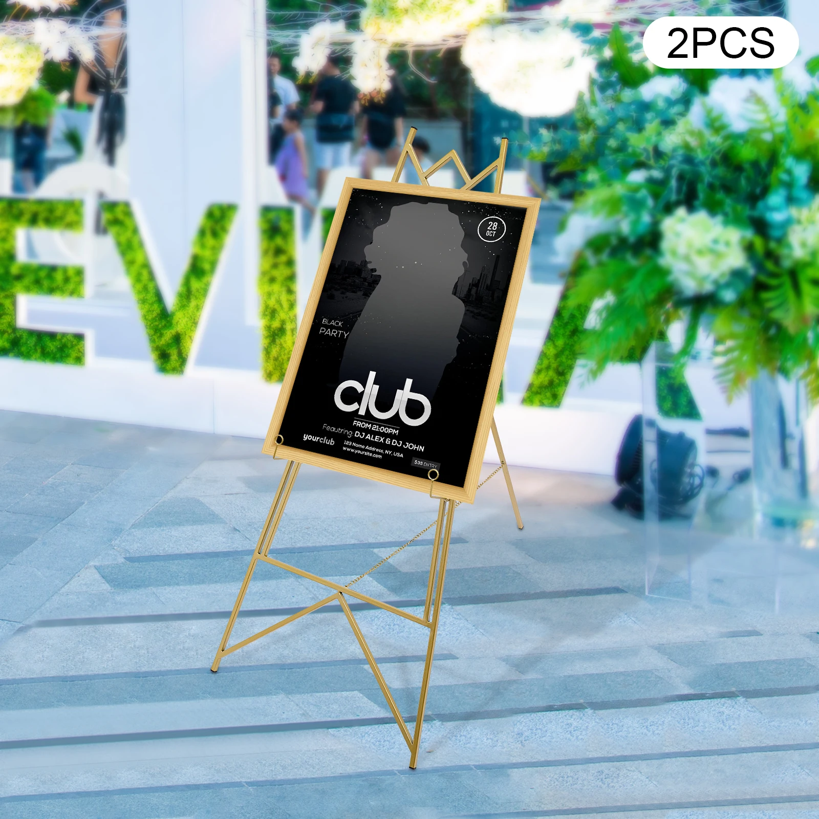 2pcs Steel Adjustable Portable Wedding Easel Stand Poster Board Display Large Decorations Kit Poster Easel