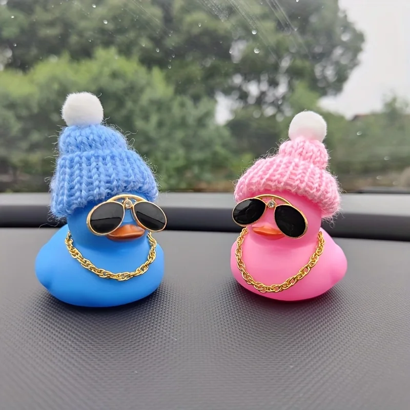 1PC Cute Pink Blue Duck Car Decoration Rearview Mirror Decoration