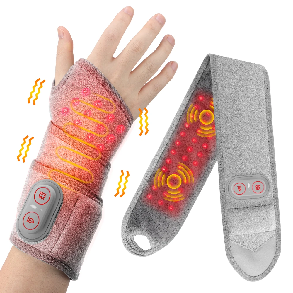 

Electric Infrared Heating Wrap Wrist Massager Pad Wristband Bandage with 660 & 850nm Light 3 Levels Vibration Joint Relax