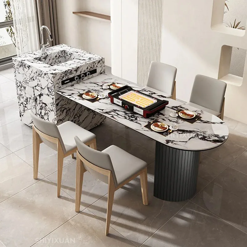 Elegant Oval Dining Table Auxiliary Modern Luxury Kitchen Salon Service Coffee Table Multifunction Muebles Home Furniture