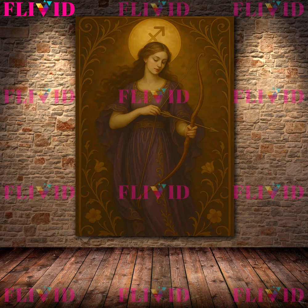 Zodiac Goddess Mystical Vintage Wall Art Canvas Painting For Tarot & Esoteric Decor,Mythological Astrology Aesthetic Art Poster