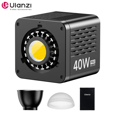 Ulanzi L023 40W Pro Luz de vídeo Mini Bowens Mount COB Light Bi-color 2500-6500K 3400mAh Luz de vídeo para fotografia