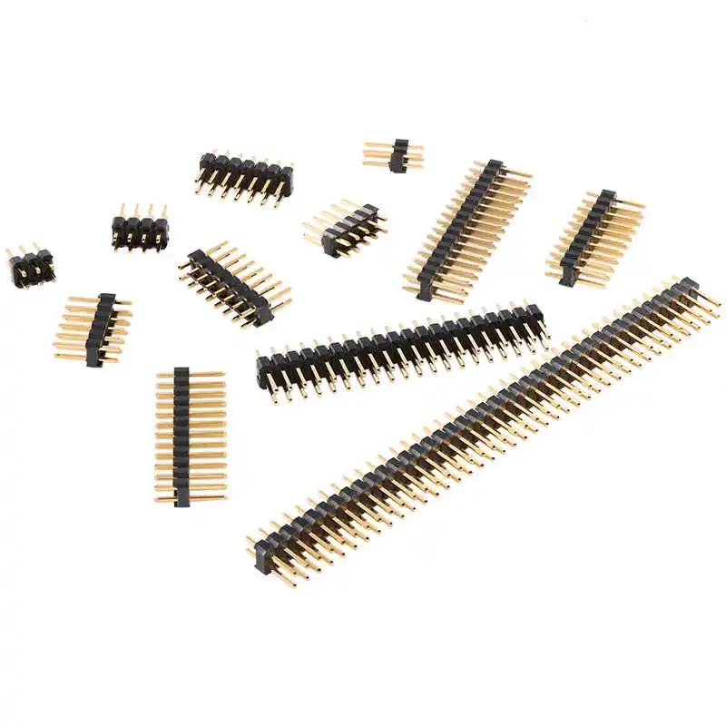 2.54mm pitch 2*2/3/4/5/6/7/8/10/12-40P dual-row pin header straight pins 3U gold-plated