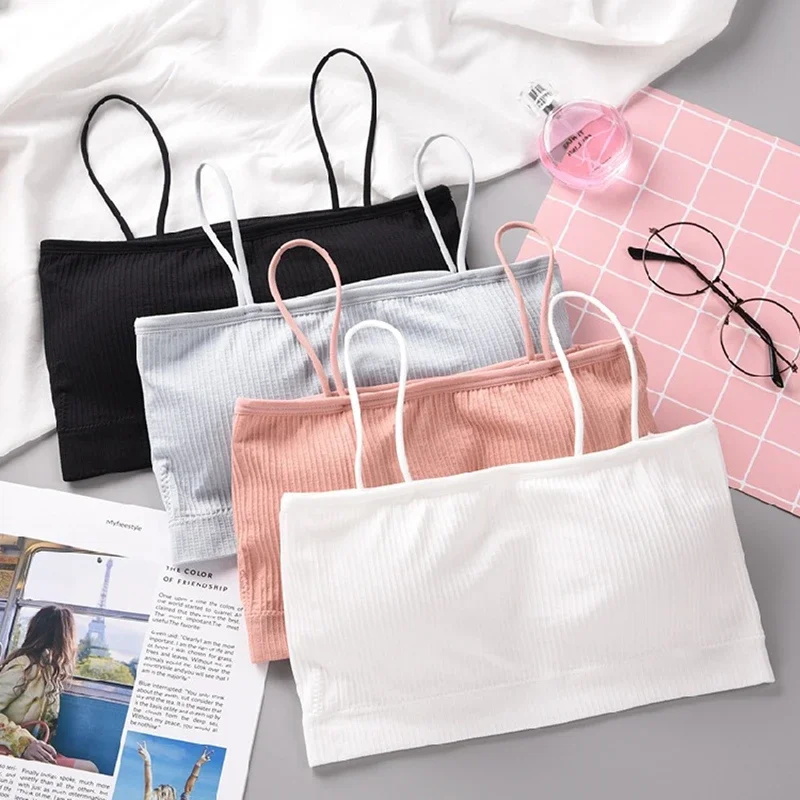 Летние бюстгальтеры-трубы для женщин, сексуальное бесшовное нижнее белье, укороченные топы, сексуальное женское белье, шелковистый бюстгальтер-бандо, съемные подушечки, нижнее белье