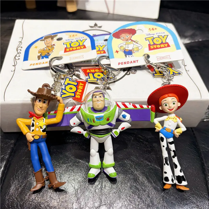 Porte-clés Pendentif de Sac Figurines de Dessin Animé Toy Story 5 Buzz Lightyear Woody Jessie – Accessoire Anime pour Cadeaux d'Anniversaire