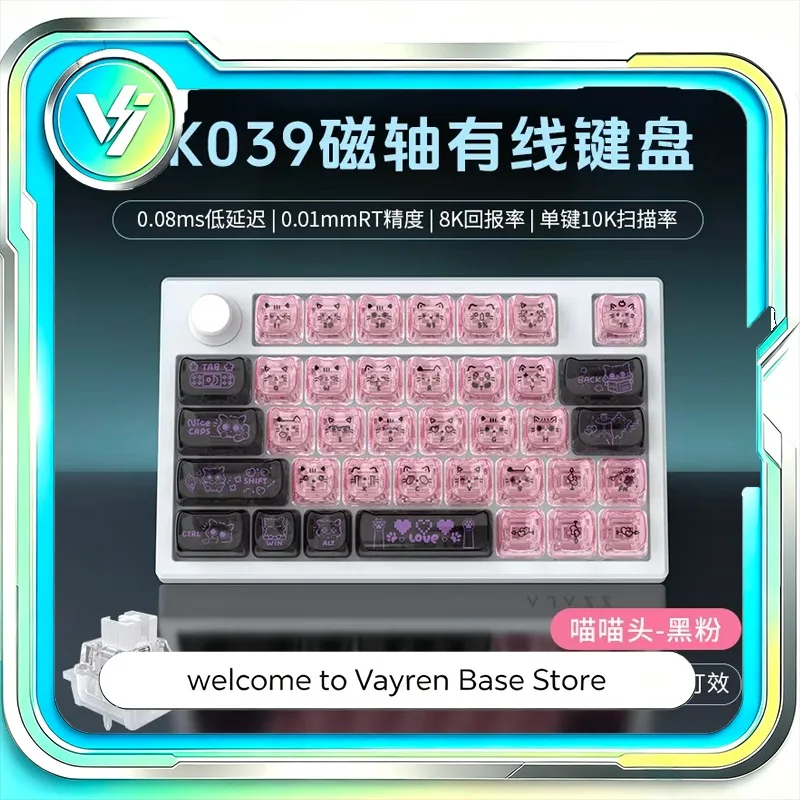 Ajazz for AK039 Magnetic Switch One Handed Gaming Keyboard 38 Keys 8K RT Low Latency Metal Knob Wired Keypad for PC ESports Game