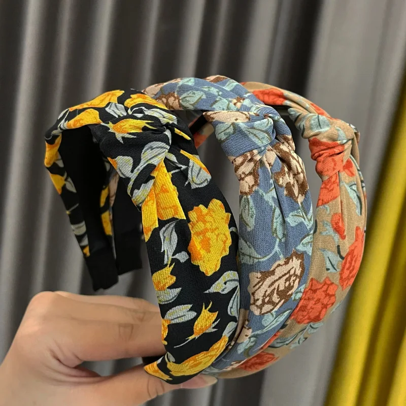 Retro Style Knotted Headband National Ethnic Pattern Design Fashion Hair Band for Women Daily Casual Elegant Hair Accessories - Image 2