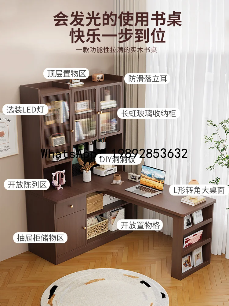 

XL Corner Desk with Bookshelf Integrated Computer Desk for Home Bedroom Study Desk with Bookcase