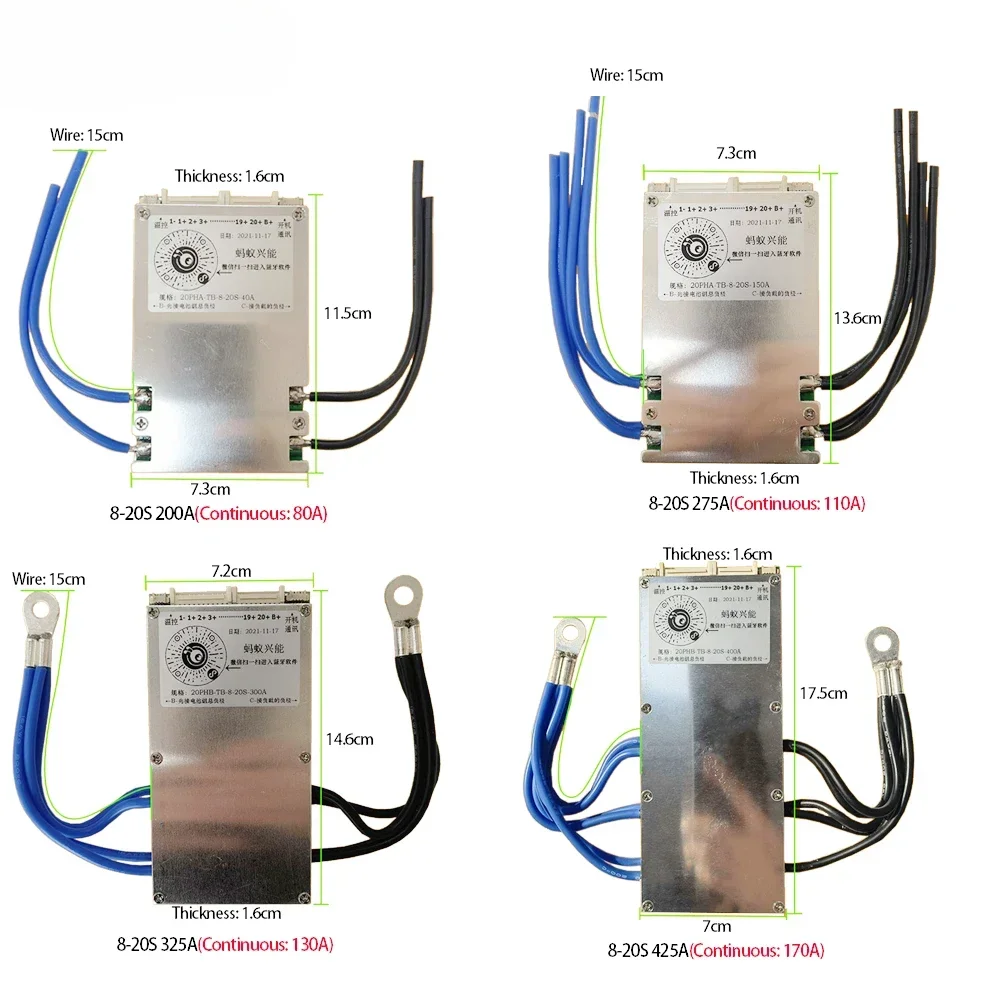 ANT BMS 7S-20S 8S 13S 16S 575A 450A 300A 275A 200A 100A 24V 48V LiFePo4 Li-ion LTO Battery Protection Board Bluetooth Smart PCM