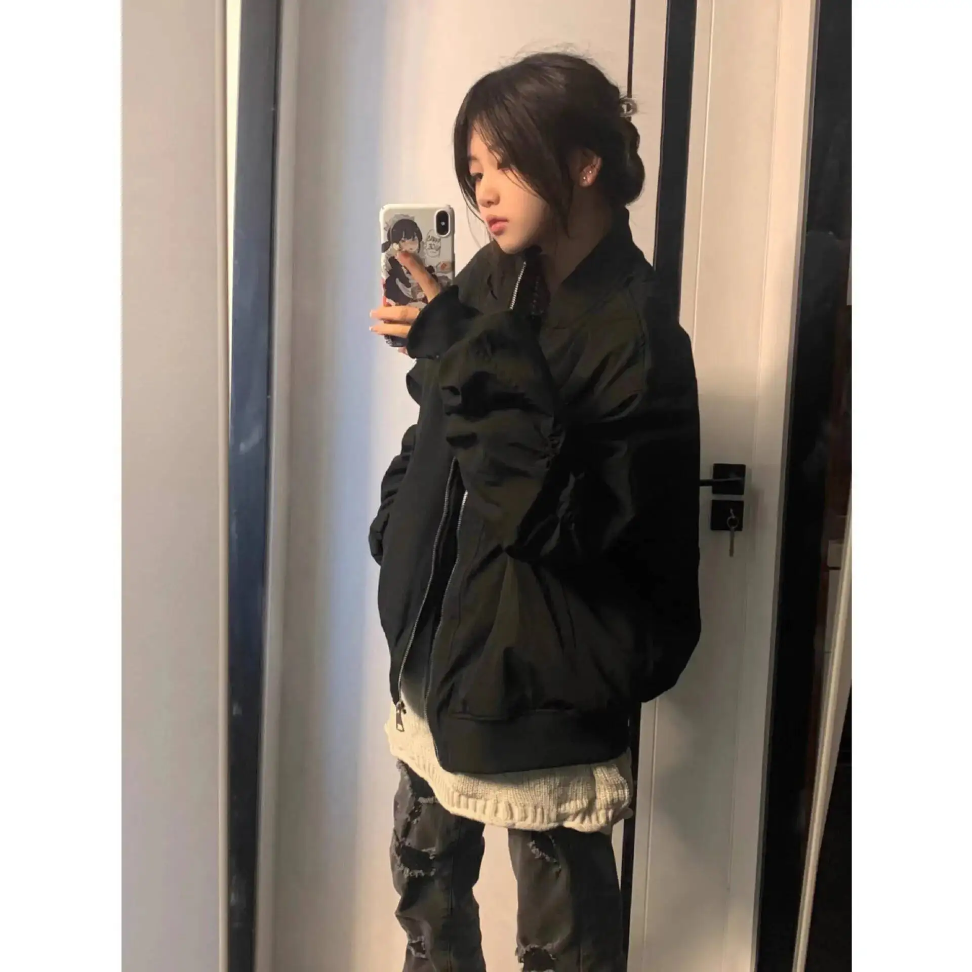 Dames honkbal uniform jas 2025, herfst nieuwe dames vintage bomberjack, stijlvolle retro high street varsity geïnspireerde bovenkleding