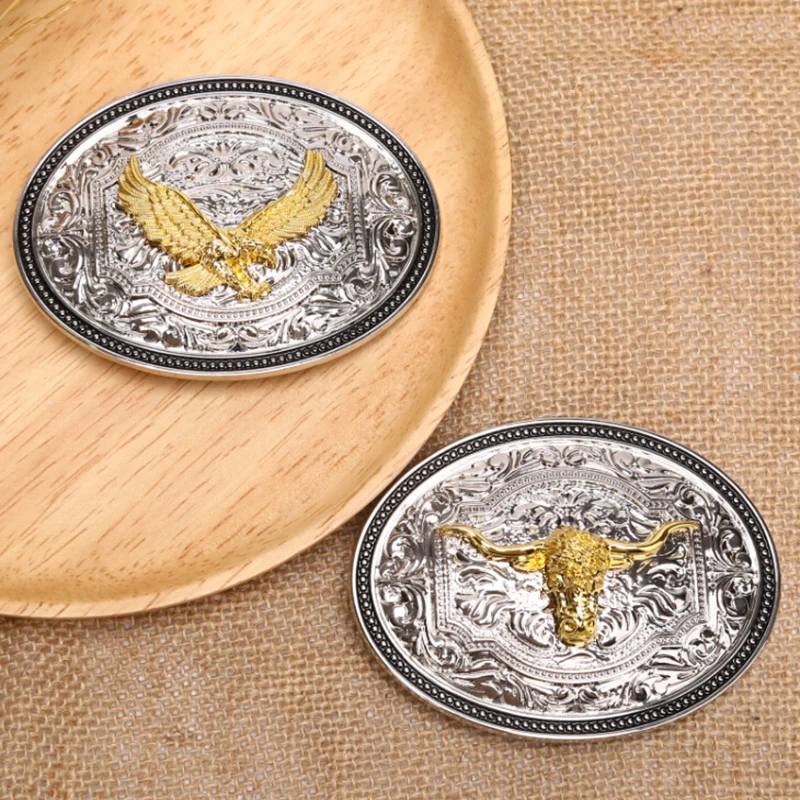 Alloy belt buckle Long Horn Bull Eagle Western Belt Buckle Golden Texas Cowboy Western Buckles