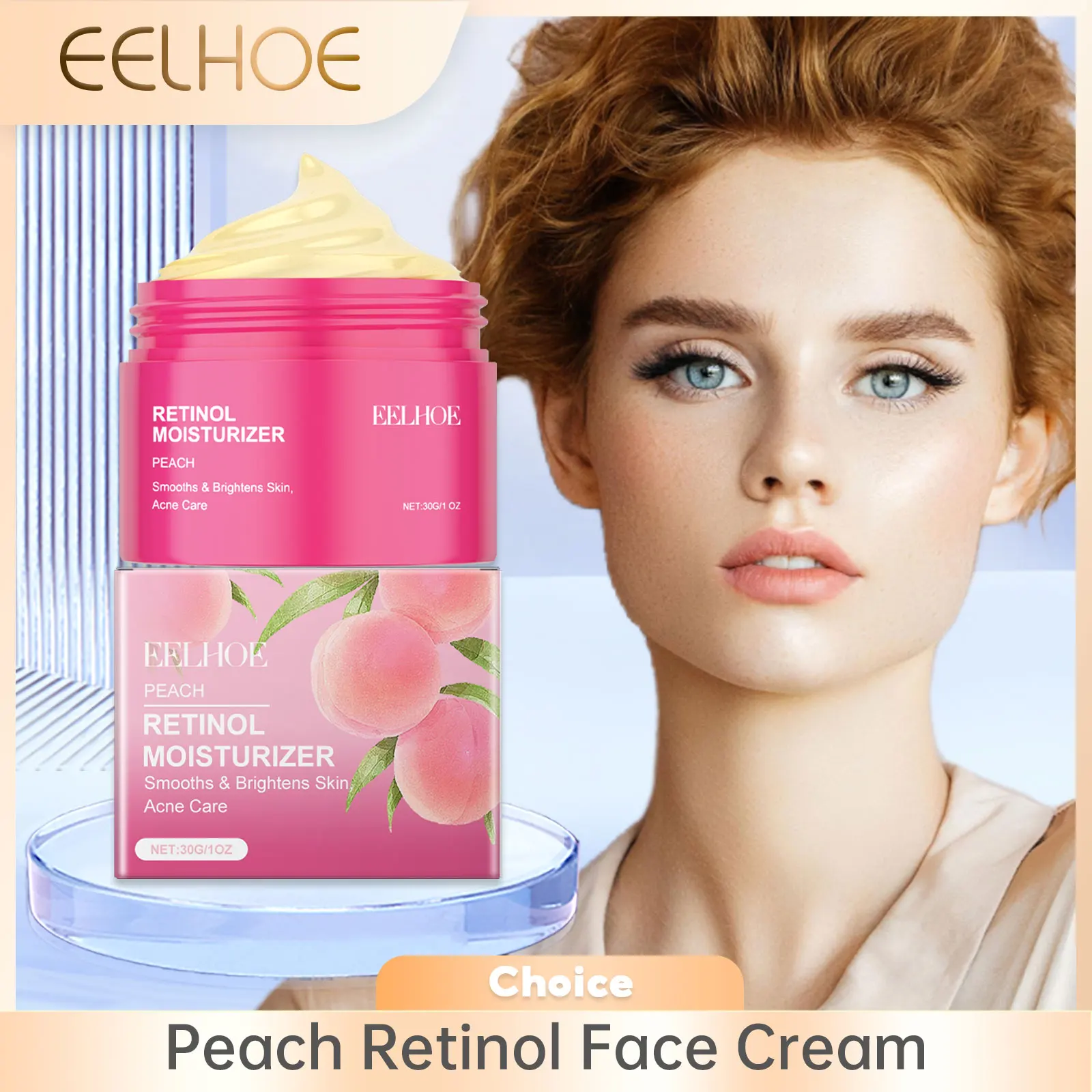 

Peach Retinol Face Moisturizer Cream Shrink Pores Brightening Nourish Skin Redness Dry Skin Removal Cream Niacinamide Skin Care