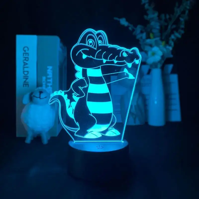 Veilleuse 3D alligator créative, 7 couleurs, lampe de bureau animal avec bouton tactile pour chambre, décoration de bureau, lampe de table, cadeaux