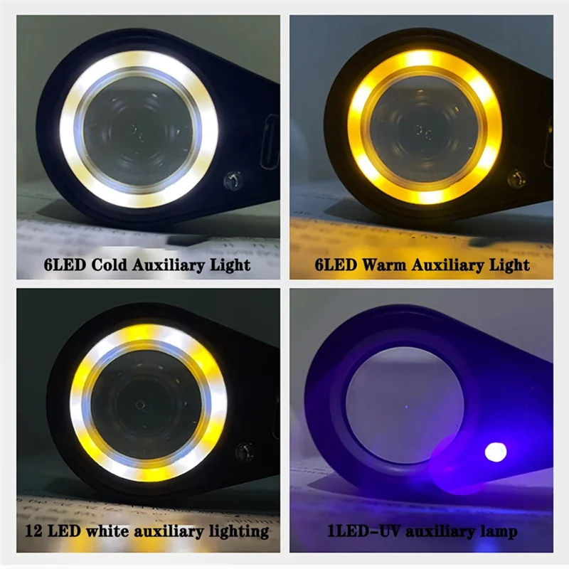 

A13E-Jewelry Magnifying Glass Jewelry Magnifying Glass Four-Colour Light Source 13LED Magnifier 10X