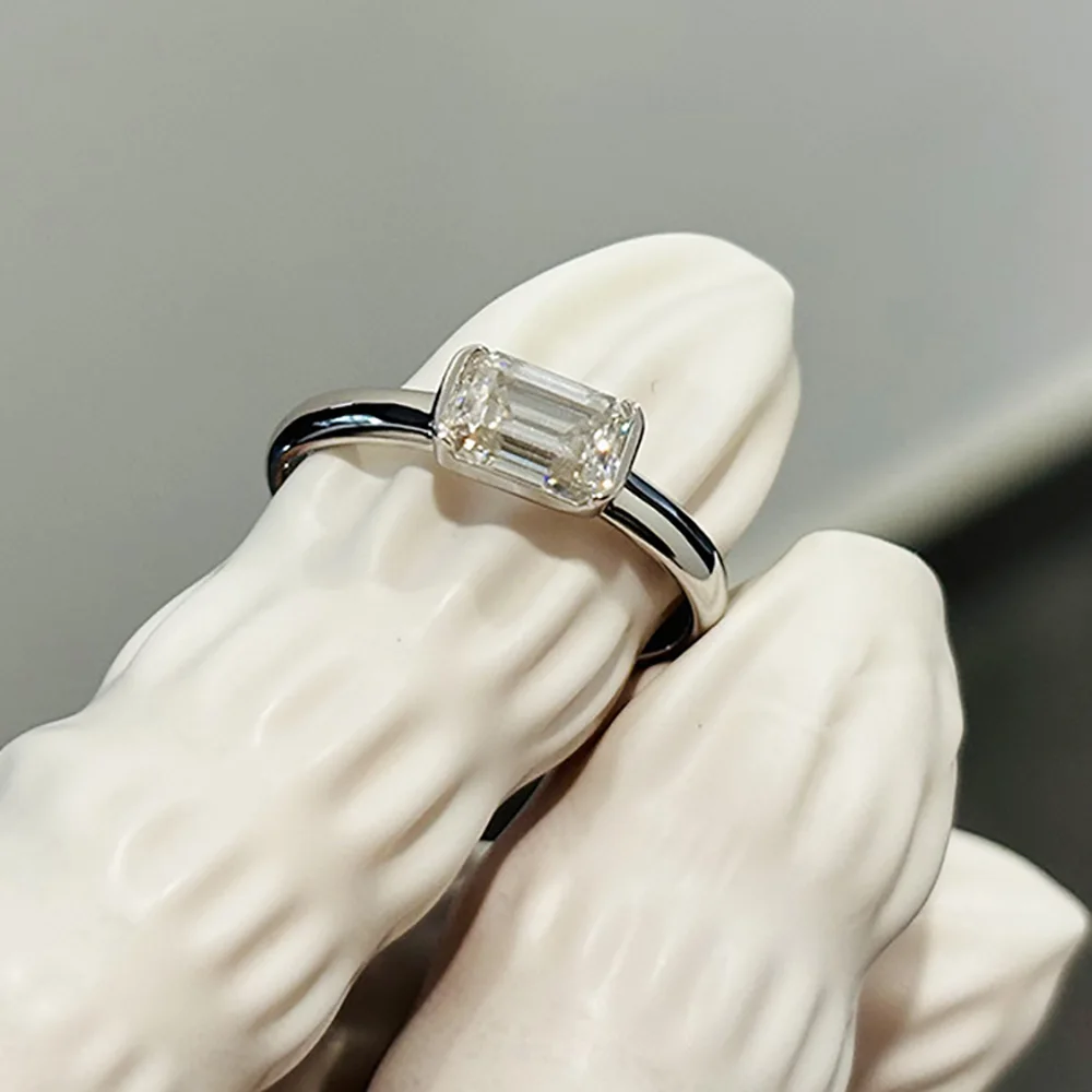 

Кольца Serenity 1ct изумруда D с муассанитом для женщин, подарок, однотонное серебро s925, прямоугольные сверкающие кольца с бриллиантами в лаборатории, ювелирные изделия