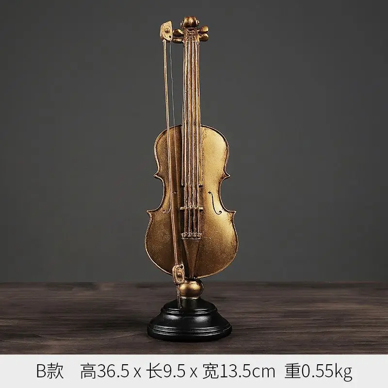 Classic Elegant Vintage European Style Resin Violin & Saxophone Craft Desktop Figurine for Home Room Musical Art Decor